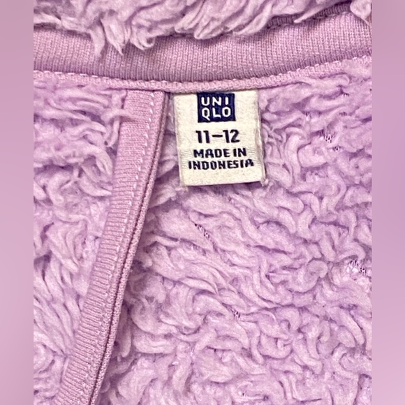 Uniqlo Lavender Fluffy Yarn Fleece Full-Zip Jacket Size 11-12 - Picture 9 of 11